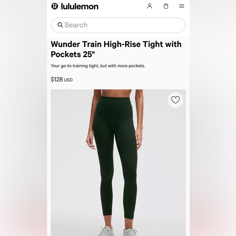 lululemon athletica Dark Green Wunder Train High-Rise Tight